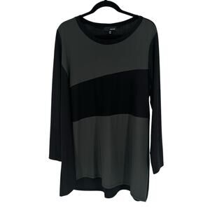Women’s Sun Kim Colorblock Black Grey Lagenlook Tunic XL